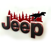 Load image into Gallery viewer, Bigfoot/Sasquatch Trees Vinyl Decal over logo for 2018-2022 Wrangler JL, JLU