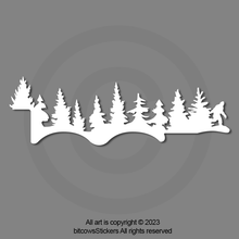 Load image into Gallery viewer, Bigfoot/Sasquatch Trees Vinyl Decal over logo for 2018-2022 Wrangler JL, JLU