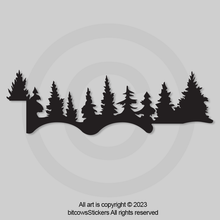 Load image into Gallery viewer, Bigfoot/Sasquatch Trees Vinyl Decal over logo for 2018-2022 Wrangler JL, JLU