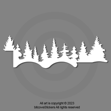 Load image into Gallery viewer, Bigfoot/Sasquatch Trees Vinyl Decal over logo for 2018-2022 Wrangler JL, JLU
