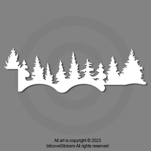 Load image into Gallery viewer, Bigfoot/Sasquatch Trees Vinyl Decal over logo for 2018-2022 Wrangler JL, JLU