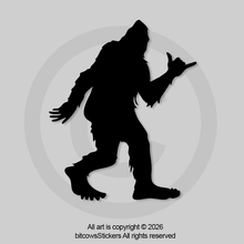 Load image into Gallery viewer, Shaka Sasquatch Bigfoot Easter egg vinyl decal on vehicle bumper