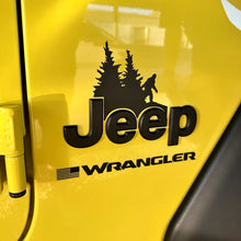 Load image into Gallery viewer, Bigfoot/Sasquatch Trees Vinyl Decal over logo for 2018-2022 Wrangler JL, JLU