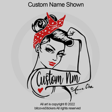 Load image into Gallery viewer, Customizable Jeep Girl yota Girl/Lady Rosie the Riveter 4Runner or FJ Cruiser Decal Sticker