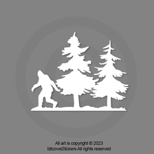 Load image into Gallery viewer, Bigfoot Windshield Window Decal Chasing Car Big Foot Sticker Sasquatch  Easter Egg bitcowsstickers.com