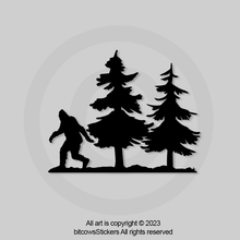 Load image into Gallery viewer, Bigfoot Windshield Window Decal Chasing Car Big Foot Sticker Sasquatch  Easter Egg bitcowsstickers.com