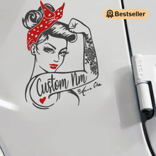 Load image into Gallery viewer, Customizable Jeep Girl yota Girl/Lady Rosie the Riveter 4Runner or FJ Cruiser Decal Sticker