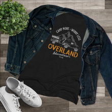 Load image into Gallery viewer, Camp More Worry Less Explore Overland Adventure Vintage Women&#39;s Tri-Blend Crew Tee Active
