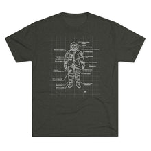 Load image into Gallery viewer, Astronaut suit diagram, used by Apollo 8 Men's Tri-Blend Crew Tee