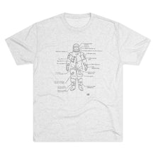 Load image into Gallery viewer, Astronaut suit diagram, used by Apollo 8 Men's Tri-Blend Crew Tee