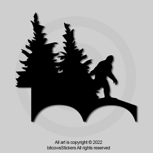 Load image into Gallery viewer, Bigfoot/Sasquatch Trees Vinyl Decal over logo for 2018-2022 Wrangler JL, JLU