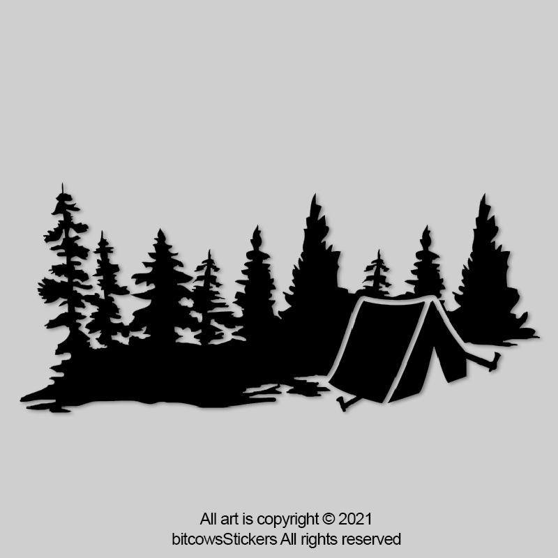 Camping Forrest of Pine Trees Vinyl Decal, Window Bumper Sticker Easter Egg