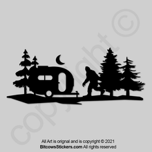 Load image into Gallery viewer, Bigfoot camper walking vinyl decal window bumper sticker Easter Egg