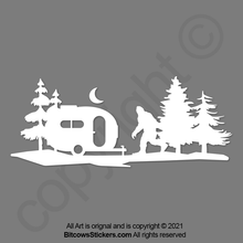 Load image into Gallery viewer, Bigfoot camper walking vinyl decal window bumper sticker Easter Egg