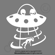 Load image into Gallery viewer, UFO Alien Female Abduction Windshield Decal Wrangler space sticker