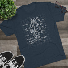 Load image into Gallery viewer, Astronaut suit diagram, used by Apollo 8 Men&#39;s Tri-Blend Crew Tee
