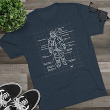 Load image into Gallery viewer, Astronaut suit diagram, used by Apollo 8 Men's Tri-Blend Crew Tee