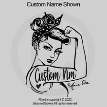 Load image into Gallery viewer, Customizable Jeep Girl yota Girl/Lady Rosie the Riveter 4Runner or FJ Cruiser Decal Sticker