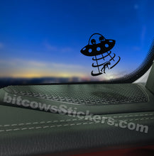 Load image into Gallery viewer, UFO Alien Female Abduction Windshield Decal Wrangler space sticker