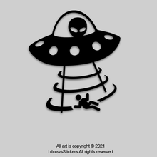 Load image into Gallery viewer, UFO Alien Abduction Windshield Decal Wrangler Space Sticker Easter Egg