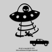 Load image into Gallery viewer, UFO Alien Abduction Windshield Decal Wrangler Space Sticker Easter Egg
