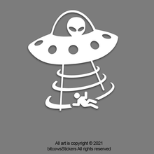 Load image into Gallery viewer, UFO Alien Abduction Windshield Decal Wrangler Space Sticker Easter Egg