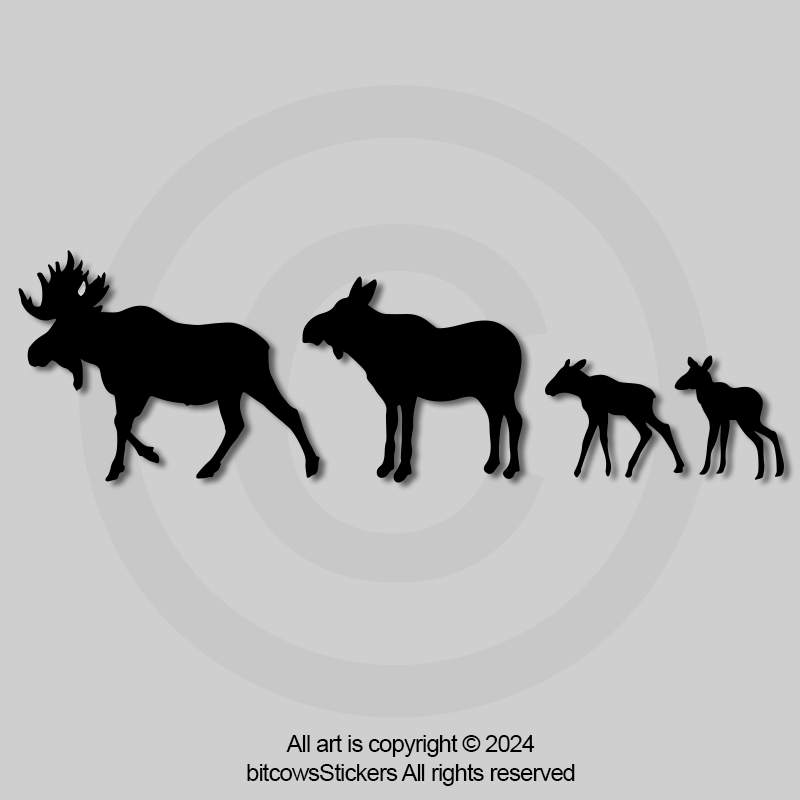 Moose Family Windshield Window Decal Sticker Easter Egg