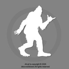 Load image into Gallery viewer, Shaka Sasquatch Bigfoot Easter egg vinyl decal on vehicle bumper
