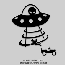 Load image into Gallery viewer, UFO Alien Abduction Windshield Decal Wrangler Space Sticker Easter Egg
