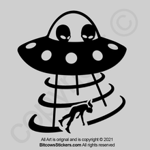 Load image into Gallery viewer, UFO Alien Female Abduction Windshield Decal Wrangler space sticker
