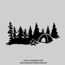 Load image into Gallery viewer, Camping Forrest of Pine Trees Vinyl Decal, Window Bumper Sticker Easter Egg
