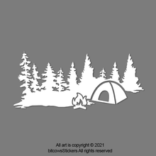 Load image into Gallery viewer, Camping Forrest of Pine Trees Vinyl Decal, Window Bumper Sticker Easter Egg
