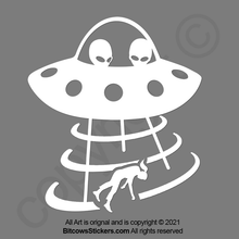 Load image into Gallery viewer, UFO Alien Female Abduction Windshield Decal Wrangler space sticker
