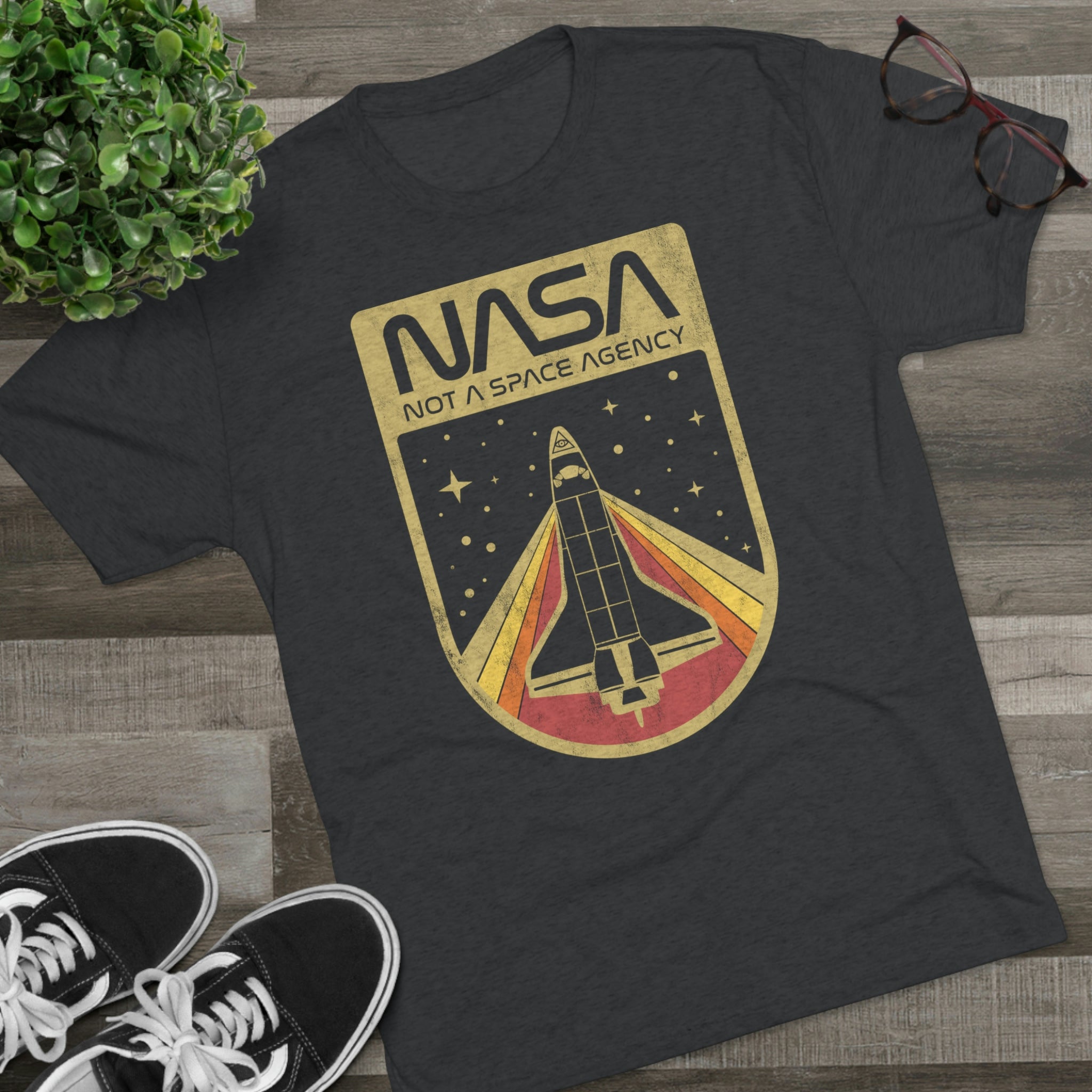 Printify Not A Space Agency nasa Men s Tri Blend Crew Tee Tri Blend Vintage Black XL