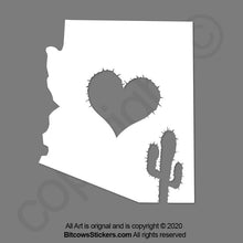 Load image into Gallery viewer, Arizona Love with Cactus and Thorny Heart Vinyl sticker decal
