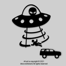 Load image into Gallery viewer, UFO Alien Abduction Windshield Decal Wrangler Space Sticker Easter Egg
